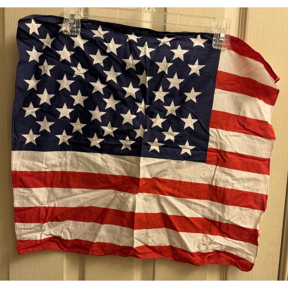 Vintage United States of America Flag Bandana Red White Blue Handkerchief 19"